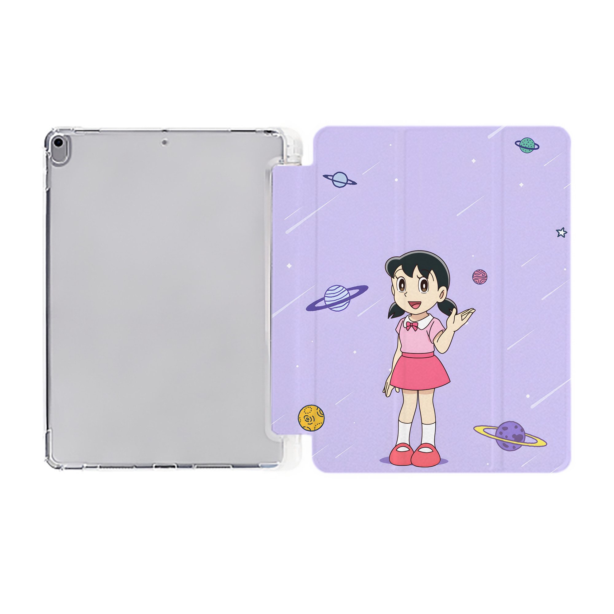 （画像用） ドラえもん Doraemon IPad ケース ペン収納付き 三つ折りスタンド PUレザー×シリコン 対応機種9.5/10.5/10.9インチ